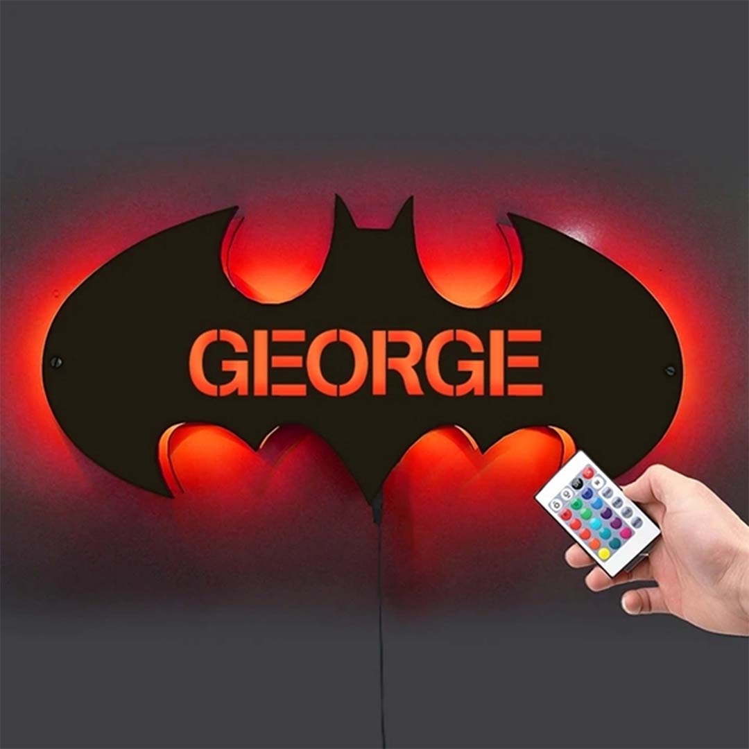 Bat Name Remote Controlled Led Lamp