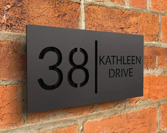 Laser Cut Acrylic Modern 3D Floating Door Sign House Number Outdoor Office Family Name